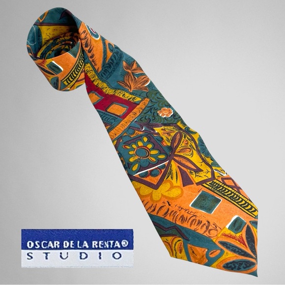 OSCAR DEL LA RENTA Studio Vintage 90’s Tie - Picture 1 of 6